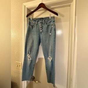 Lucky Brand Jeans Bridgette High Rise Crop 29 Distressed Button Fly Denim